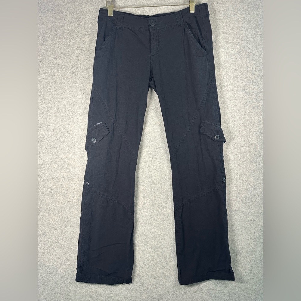 Prana women’s Black Cargo Pants adjustable leg low rise Breath Hiking outdoor 8